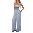 thumbnail image 3 of Sentmoon Combinaison-Short Grande Taille Sans Manches Combinaisons pour Femmes Décontractées Chic Patchwork Coupe Régulière Bretelles Spaghetti Tenues pour Femmes aux Formes Été pour Voyage et Vacances S-TG, 3 of 9