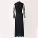thumbnail image 4 of Gibobby Vestidos de fiesta largos Vestido largo de encaje floral para mujer, manga larga, cuello en V, dama de honor, boda, vestidos de fiesta de noche(Negro,XL), 4 of 5