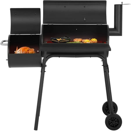 43’’ Charcoal Grills Outdoor BBQ Grill Camping Grill American Braised Roast Portable Grill Offset Smoker for 6-10 People Patio Backyard Camping Picnic BBQ
