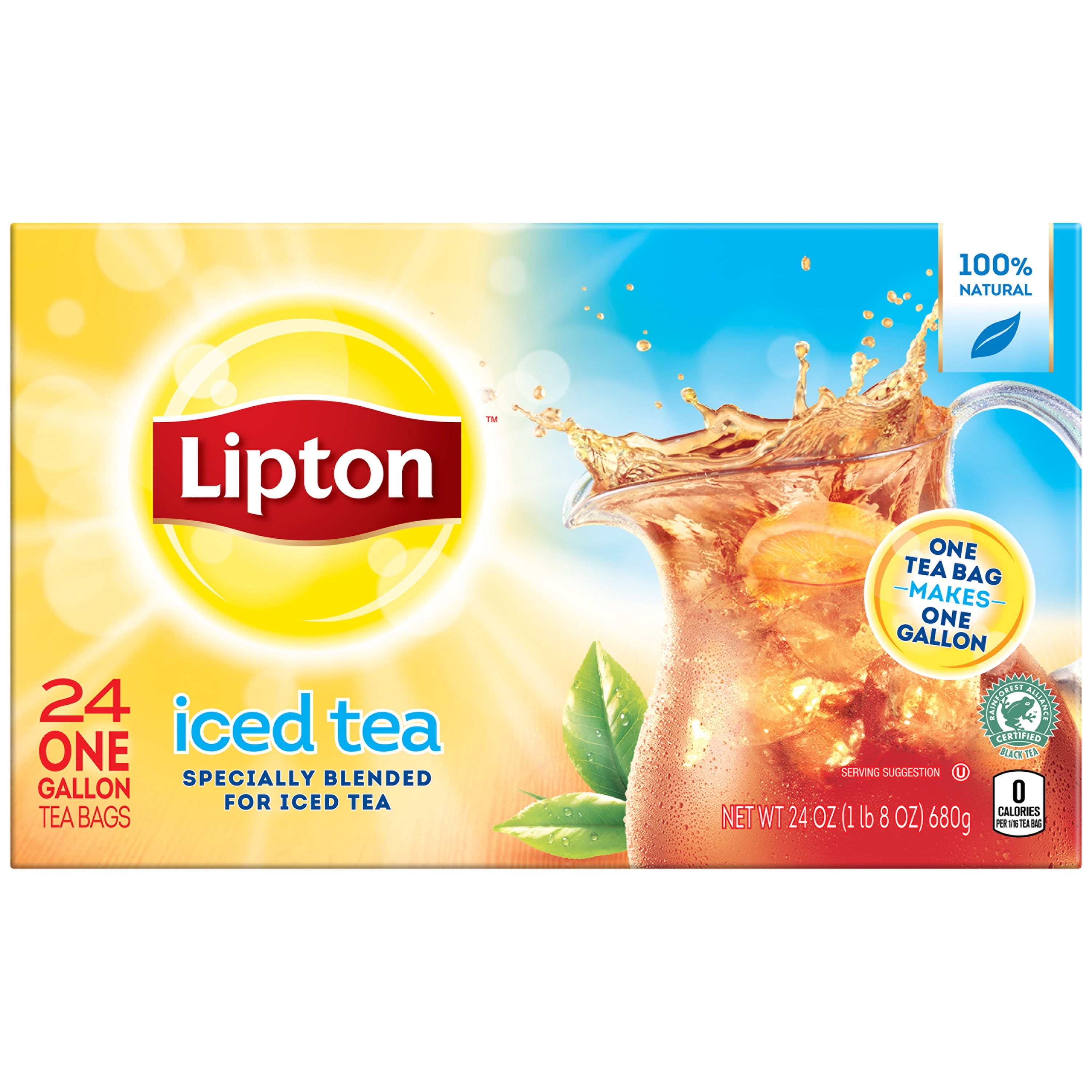 Lipton Gallon Sized Black Iced Tea Bags Unsweetened 24 Ct Com