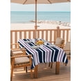 thumbnail image 6 of Outdoor Tablecloth with Umbrella Hole, Navy Blue Purple Striped Spillproof Waterproof Outdoor Table Cover, Gradient Horizontal Lines Patio Tablecloths for Party Picnic Camping, Rectangle 52"x70", 6 of 9