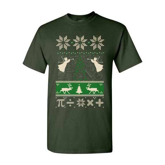 Math Mathematics Angels Deer Ugly Christmas Funny DT Adult T-Shirt Tee