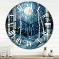thumbnail image 1 of Designart "Mystic Moonlight Birch Woods I" Landscapes Oversized Wall Clock, 1 of 6