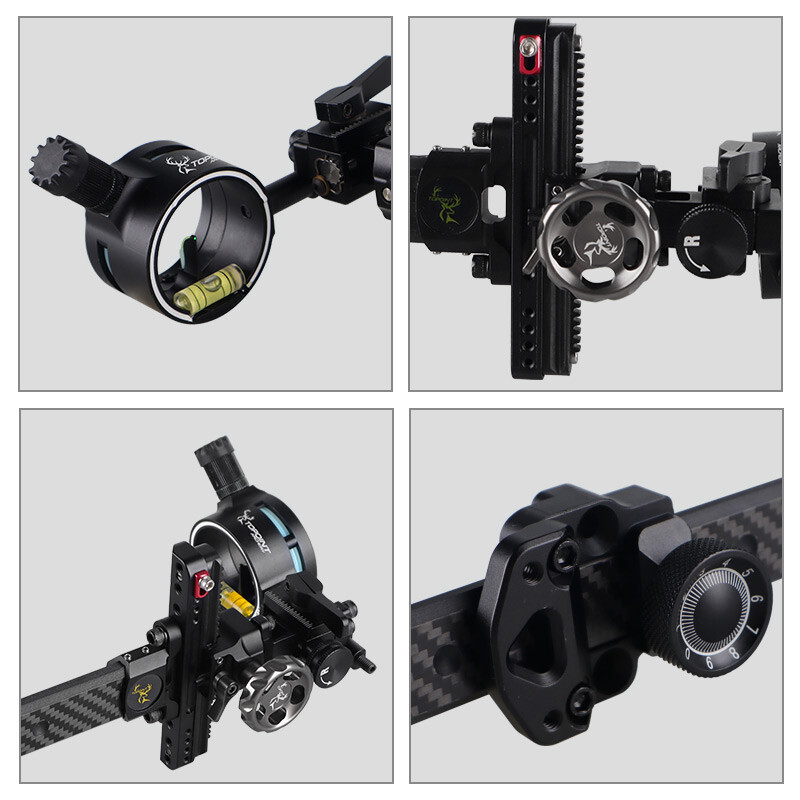 SHARROW 1 Pin Compound Bow Sight Carbon 4X 6X 8X Lens 0.019" Adjustable Archery Hunting