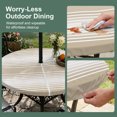 thumbnail image 5 of Round Outdoor Tablecloth with Umbrella Hole and Zipper, Beige Striped Tablecloth with Elastic Waterproof, Beige Ombre Farmhouse Stripes Patio Table Covers for 31" - 35" Picnic Pool Tables, 5 of 9