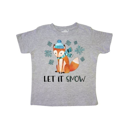 

Inktastic Let it Snow Cute Orange Fox in Hat and Scarf Gift Toddler Boy or Toddler Girl T-Shirt