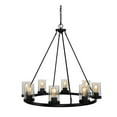 thumbnail image 5 of JONATHAN Y Coronet 33.5" 8-Light Iron/Seeded Glass Rustic Farmhouse Round LED Chandelier, Oil Rubbed Bronze, JYL7554A, 5 of 8