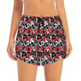thumbnail image 2 of Balery Graffiti Valentine Day Pantalones cortos deportivos para mujer con forro y dos bolsillos, elásticos, para entrenamiento, gimnasio, yoga-Medium, 2 of 7