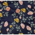 thumbnail image 4 of oneOone Cotton Poplin Twill Navy Blue Fabric Flower & Leaves Watercolor Sewing Material Print Fabric By The Yard 56 Inch Wide, 4 of 4