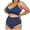 Dark Blue, variant on Danhjin Womens Plus Size Swimsuit Summer Beach Sexy Solid High Waisted Bikini Sets Two Piece Swimsuit