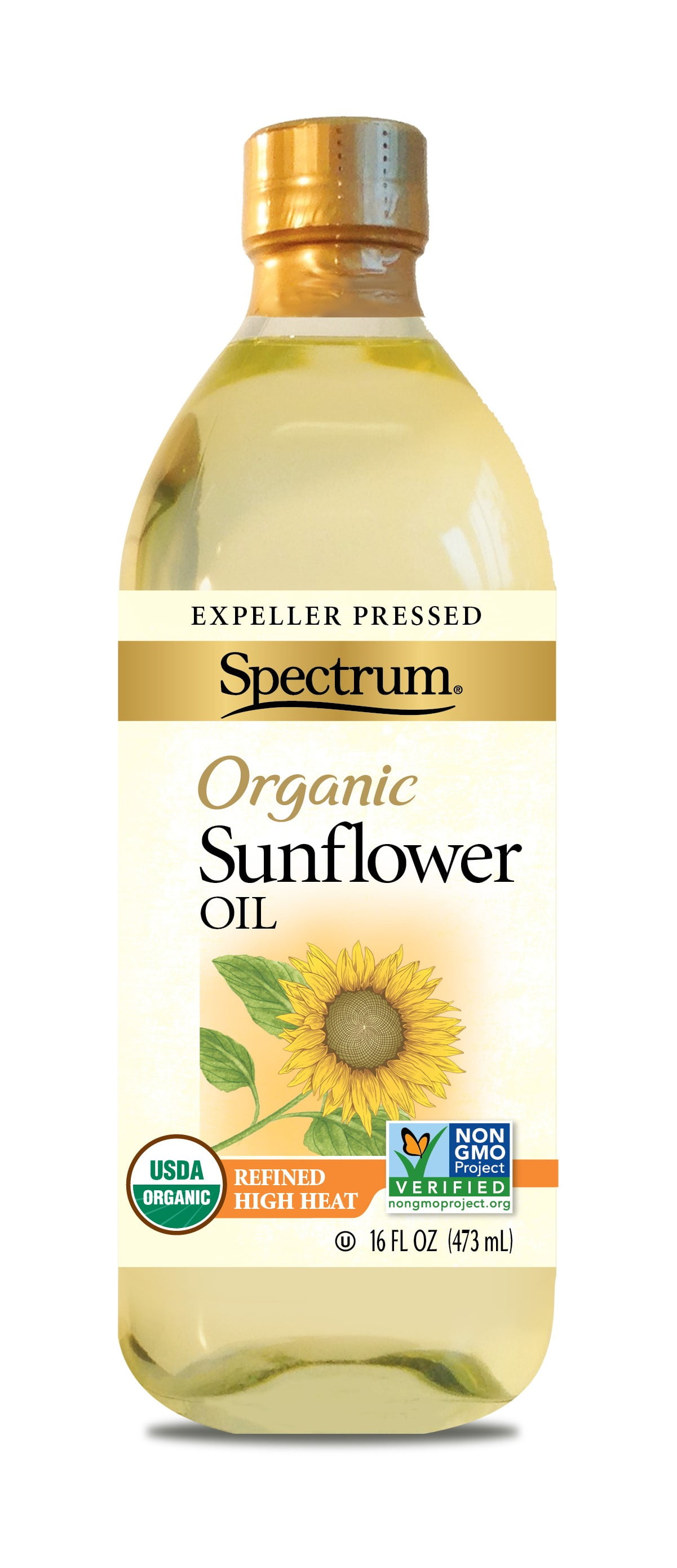Spectrum Naturals Organic Expeller Pressed Refined Sunflower Oil, 16 Fl Oz