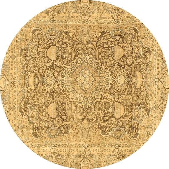 Ahgly Company Indoor Round Abstract Brown Modern Area Rugs, 4' Round