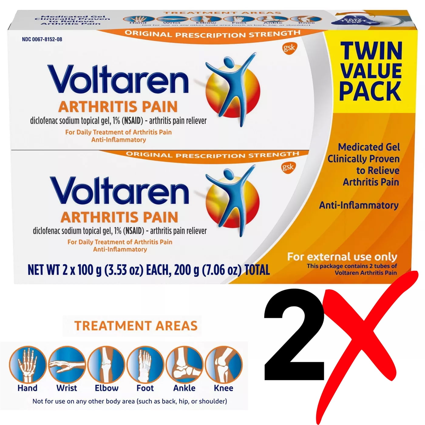 VOLTAREN 2x100g Arthritis Pain Relief AntiInflammatory Gel (Twin Pack