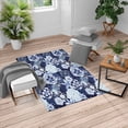 thumbnail image 1 of Floral Turkish Area Rug, Vintage Romantic Wildflowers in Various Kinds Doodle Drawing Style Love, Soft Carpet for Living Room Decor with Distressed Look, 6.6' X 9.6', Navy Blue, by Ambesonne, 1 of 4