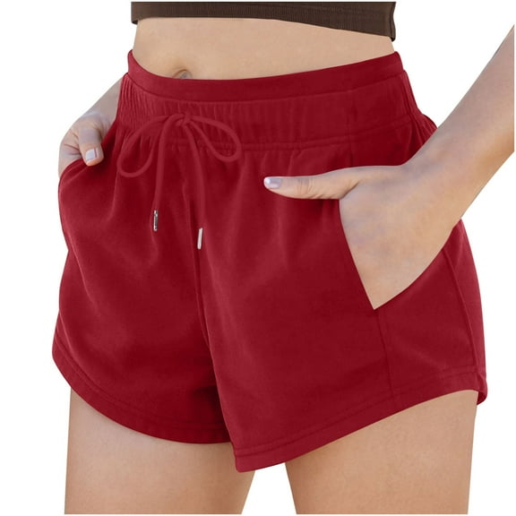 Women's 2025 High Waist Sweat Shorts - French Terry Cotton with Drawstring & Pockets, Casual & Workout Lounge Shorts for Summer (Comfy & Breathable)
