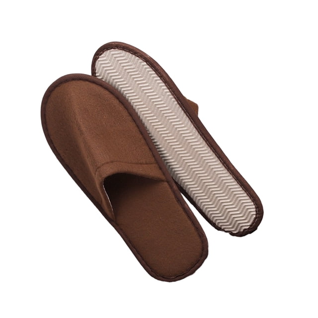 Sonducket 10 pares de zapatillas de hotel desechables de lana Coral para hombres y mujeres, zapatos de salón de belleza de viaje para el hogar Calzado Marrón 2