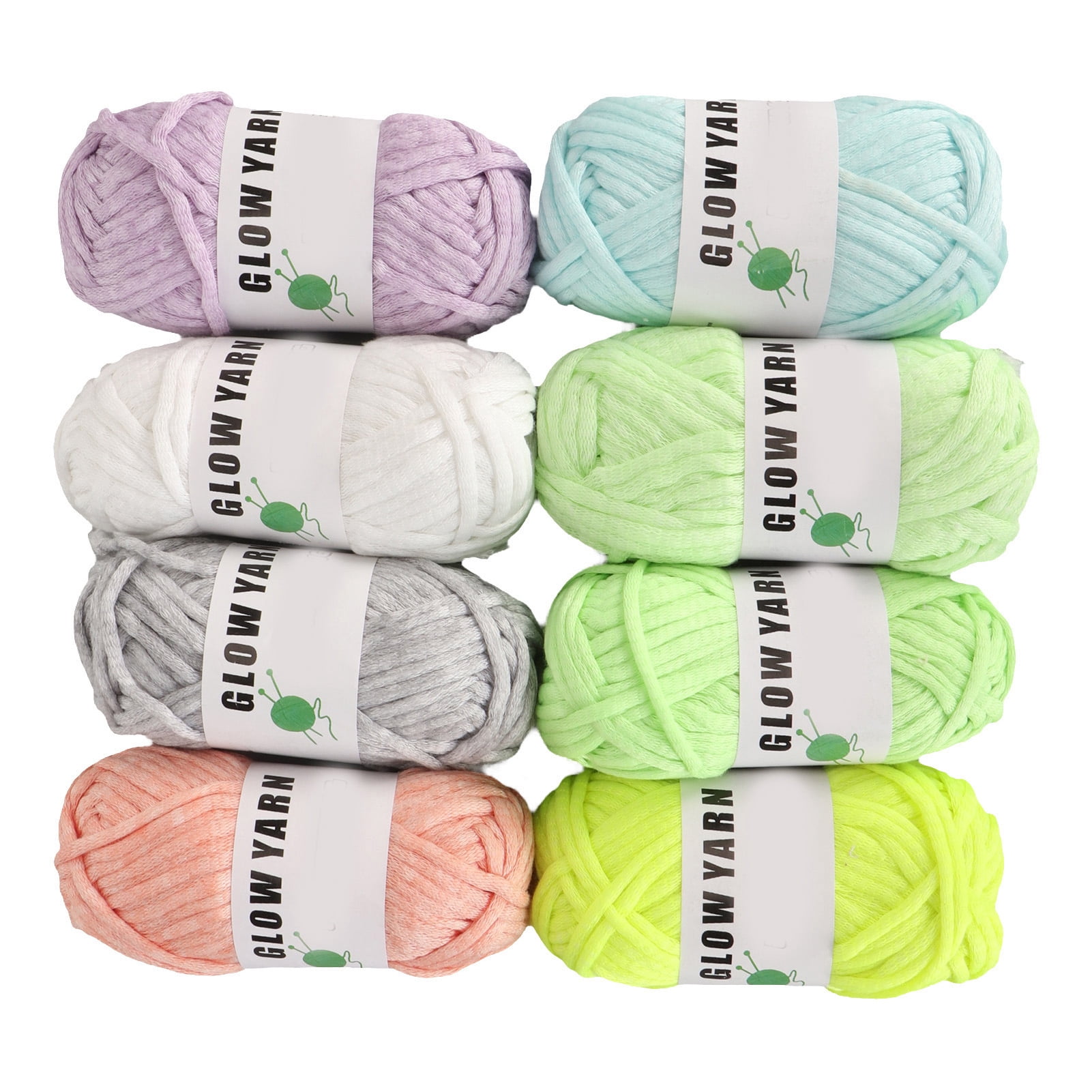 Nieyigj 8 Rolls Glow in The Dark Yarn Luminous Crochet Yarn Super Bulky Polyester DIY Hand Knitted Glowing Thread 49.2 Yards (45m) Per Roll