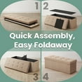thumbnail image 6 of LEDREM 43" Foldable Storage Ottoman Bench with 660lb Capacity, Ottoman with Storage, Footrest, for Living Room, Bedroom, Camel Brown, 6 of 6