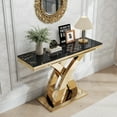thumbnail image 7 of 47" Modern Faux Marble Console Table, Rectangular Top & X-Shaped Stainless Steel Base, Narrow Entryway Table for Entrance, Hallway, Foyer, or Living Room, 7 of 7