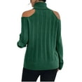 thumbnail image 3 of Womens Cold Shoulder Turtleneck Sweaters Fall Long Sleeve Soft Cable Knit Pullovers Sexy Jumper Tops, 3 of 4