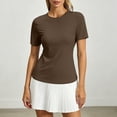 thumbnail image 4 of Rhuody Cute Tops For Women Open Back Short Sleeve Tops Loose Fit Athletic Crop Tee Gym Running Yoga Shirt Trend Wear Coffee, 4 of 6
