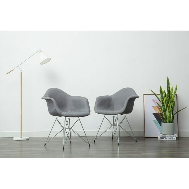 schrobben Posters Raap bladeren op Porthos Home Upholstered Dining Chairs Set of 2 Dining Room Chair with  Arms, Chrome Metal Legs and a Beautiful Grey Fabric Eames Style Armchair  for Living Room Dining Room Furniture - Walmart.com