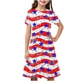 thumbnail image 6 of YUANxueke Girls 4th of July Mini A-Line Dresses Crew Neck Short Sleeve Patriotic Dress Independence Day Outfit for 4-14 Years, 6 of 8