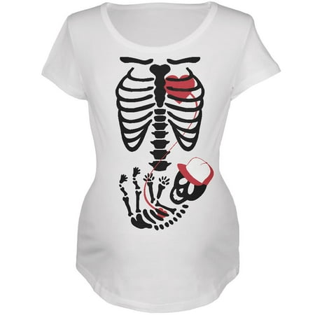 Halloween Baby Boy Skeleton Women's Maternity Costume White T-Shirt