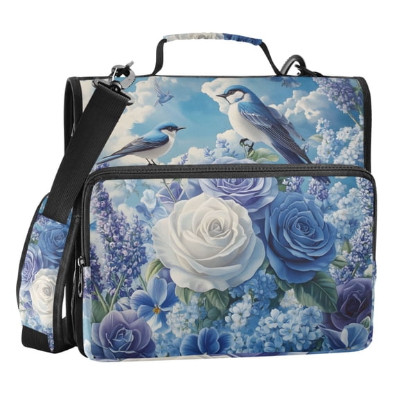 ALAZA Zipper Binder Bag Birds Lavender Flowers 3 Ring File Folder Binder Organizer Bag