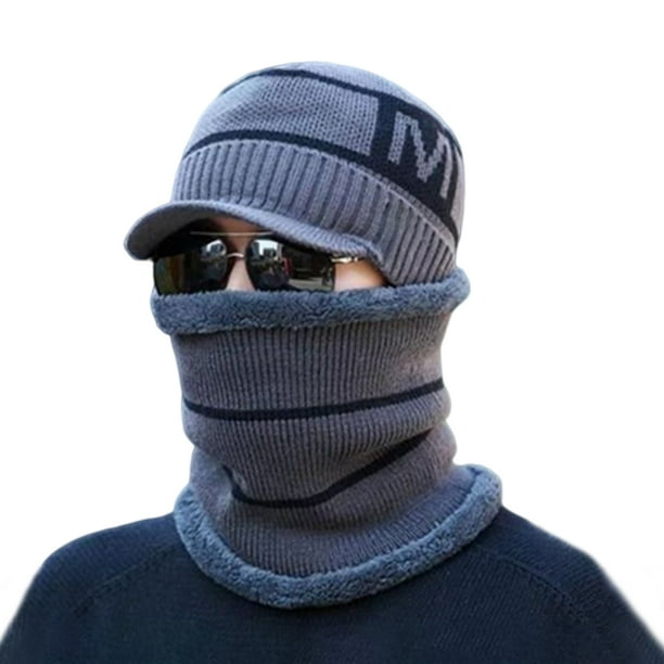 Guardurnaity 2 piezas de gorro térmico para hombre, pañuelo térmico para el cuello, calentador eléctrico de terciopelo para acampar al aire Sombreros Gris