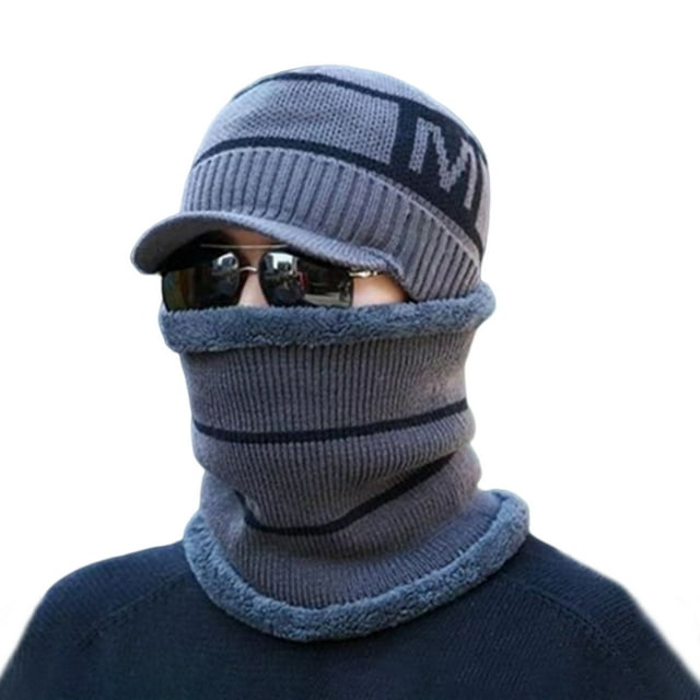 Minnieouse 2 piezas de gorro térmico para hombre, pañuelo térmico para el cuello, calentador eléctrico de terciopelo para acampar al aire Sombreros Gris