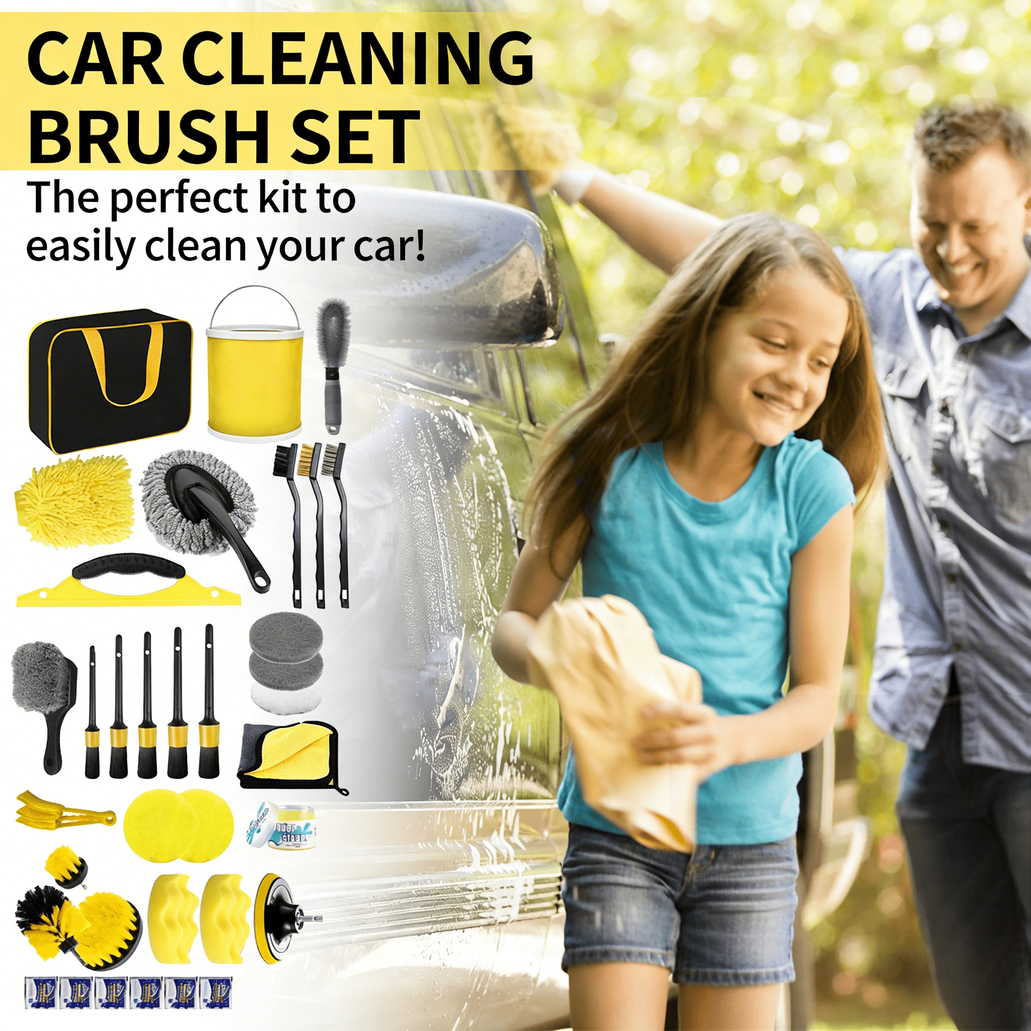 35Pcs Car Detailing Brush Set, Car Detailing Kit, Auto Detailing Drill Brush Set, Car Detailing Brushes, Car Wash Cleaning Tools Kit for Interior, Exterior, Wheels