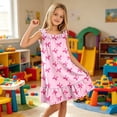 thumbnail image 4 of Bmisegm Girls Dress Floral Print Spaghetti Strap Ruffle Tiered Soft Cute A Line Nightgown for Summer Sleepwear and Casual Wear Midi Summer Dress 5-14 Years Light Pink_006,7-8 Years, 4 of 6