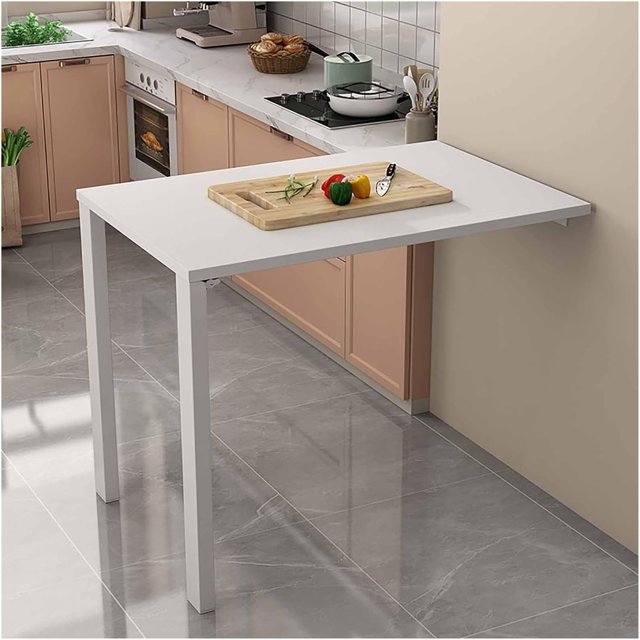 Fold Down Wall Mount Desk, Wall Mounted Drop Leaf Table, Heavy Duty Small Folding Wall Table, Fold Down Table Wall Mount, Floating Folding Wall Desk, For Home Office/Laundry/Bar/Kitchen/Dining Room (