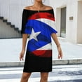 thumbnail image 2 of PUERTO RICAN FLAG by Solomaskx Women's Off The Shoulder Ruffles Summer Wedding Guest Loose Casual Party Beach Dress, 2 of 9