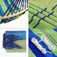 thumbnail image 4 of Double Hammock 2 People, with Two Anti Roll Balance Beam,DFITO Canvas Cotton Hammock with Carrying Bag Travel, Beach, Backyard etc (Blue Stripes), 4 of 6