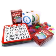 GSE Bingo Game Set with 50 Bingo Cards, 500 Colorful Bingo Chips & Bingo Calling Cards Deck for Parties, Large Groups, Bingo Game Night