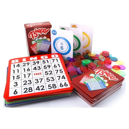 GSE Bingo Game Set with 50 Bingo Cards, 500 Colorful Bingo Chips & Bingo Calling Cards Deck for Parties, Large Groups, Bingo Game Night