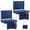Navy Blue, variant on Edx Stadium seats, with cushioned steps, back support, portable, dimensions of 17 inches wide x 12 inches deep x 16 inches high, two sets, black