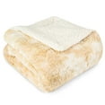 thumbnail image 2 of PAVILIA Faux Fur King Bed Blanket Tie-Dye Beige Ivory, Soft Warm Sherpa Blanket for Bed, Fluffy Plush Thick Fleece Blanket for Couch Sofa, Reversible Furry Shaggy Large Blanket, Cream 90x108, 2 of 7