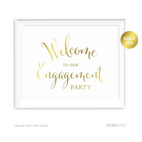Welcome To Our Engagement Party Metallic Gold Wedding Party Signs