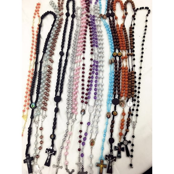 12pcs Mix lot Rosary Necklace Religious Catholic Crucifix Cross Wholesale lot…