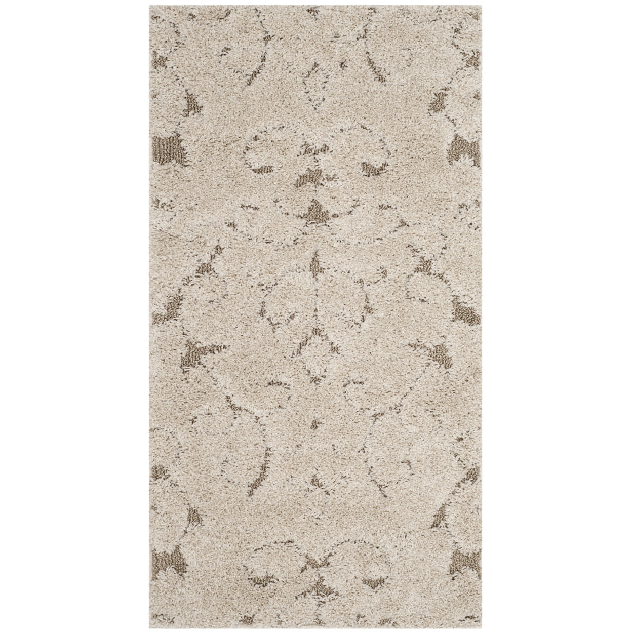 SAFAVIEH Florida Kalina Damask Shag Area Rug, Cream/Beige, 9'6" x 13'