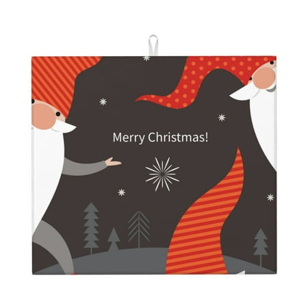 

Pofeuu Christmas Gnomes In Red Hats Print Ultra Water Absorbent Microfiber Dish Drying Mat Drying Mat for Kitchen Kitchen Counter Accessories