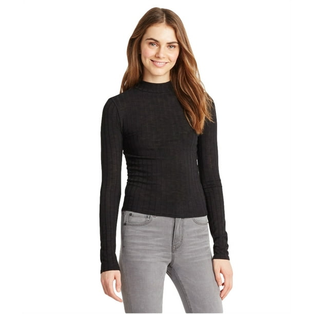 Aeropostale - Aeropostale Womens Ribbed LS Pullover Sweater, Black