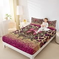 thumbnail image 4 of Manfei Leopard Print Queen Sheet Sets,Jungle Animal Flat Sheet,Pink Cute Bowtie Bowknot Queen Fitted Sheet For Girls Boys,Breathable Home Decor,4 Pieces, 4 of 7