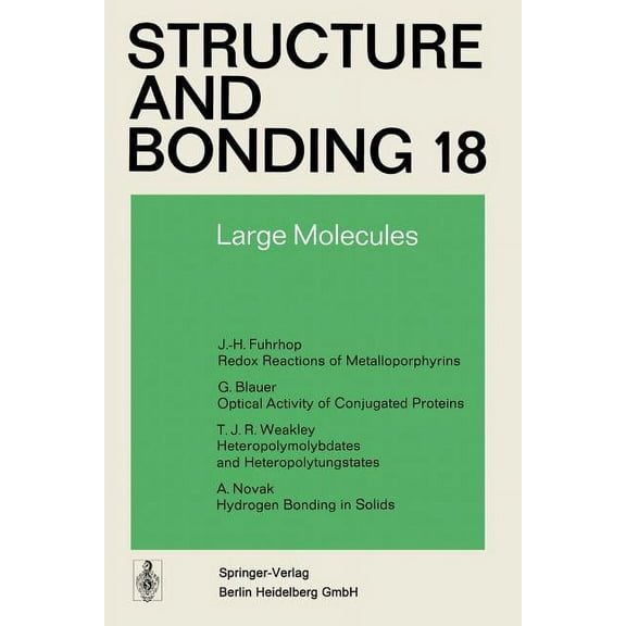 Structure and Bonding Large Molecules, Book 18, (Paperback)