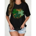 thumbnail image 1 of Women'S T-shirt, "Green Shamrock St. Paddy'S Day" Print, Retro-minimalist Style, Crew Neck, Casual And Comfortable, Athletic Short-sleeved T-shirt, 1 of 6