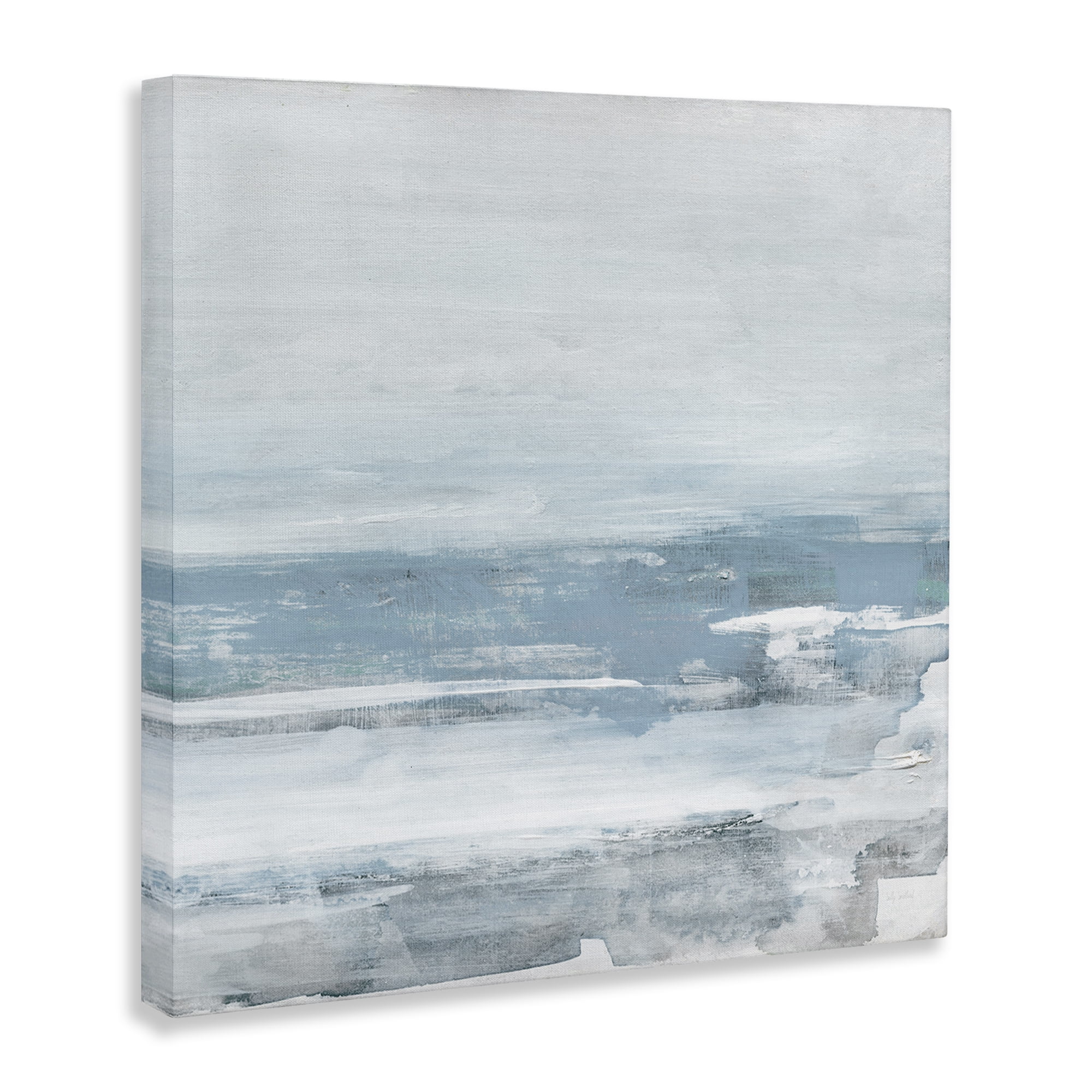 Stupell Industries Foggy Ocean Abstraction Abstract Painting Gallery Wrapped Canvas Art Print Wall Art, 17 x 17