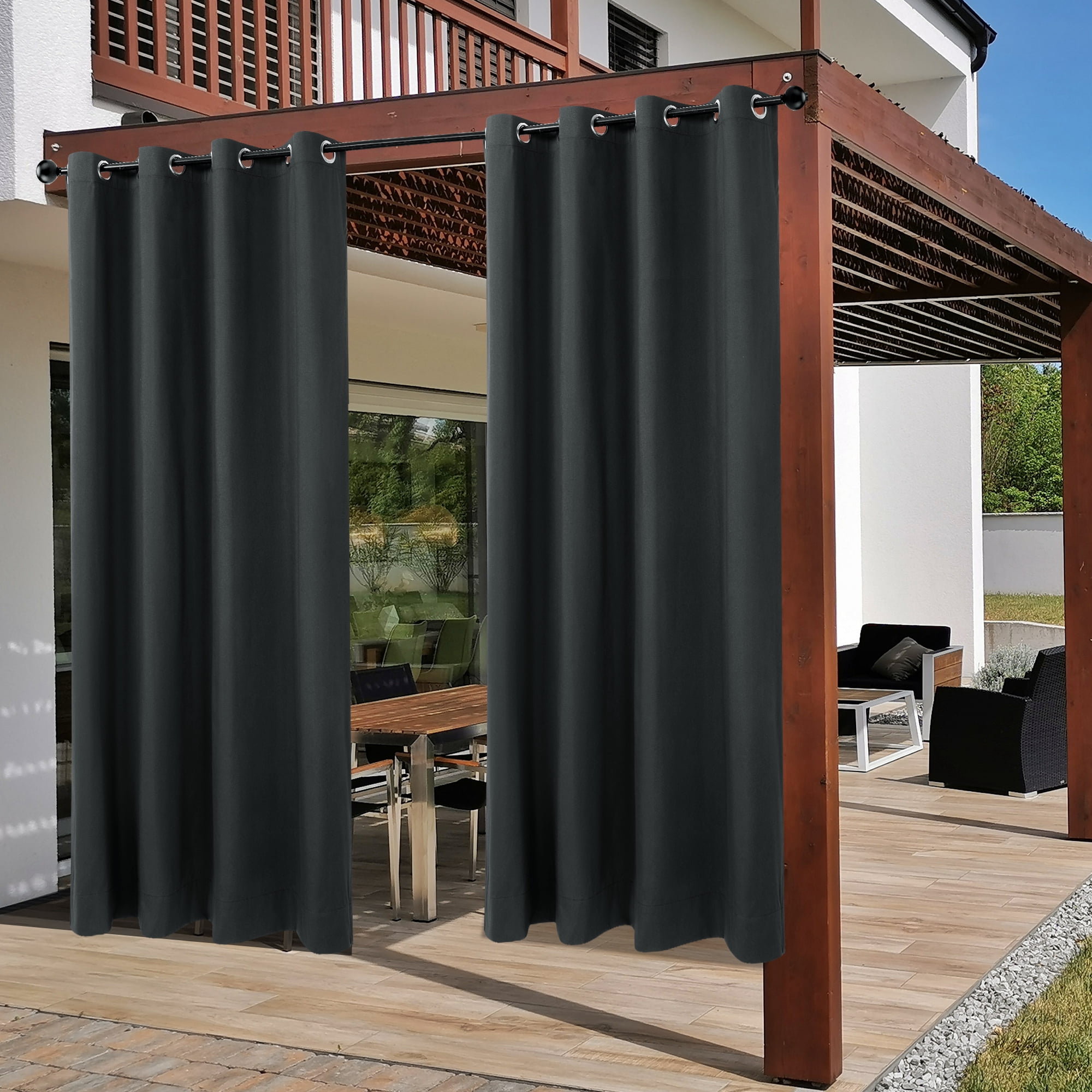REGALWOVEN Blackout Curtains 2 Panels for Bedroom with Black Liner , Double Layer Grommet Thermal Insulated Living Room Curtain Black 52"Wx95"L